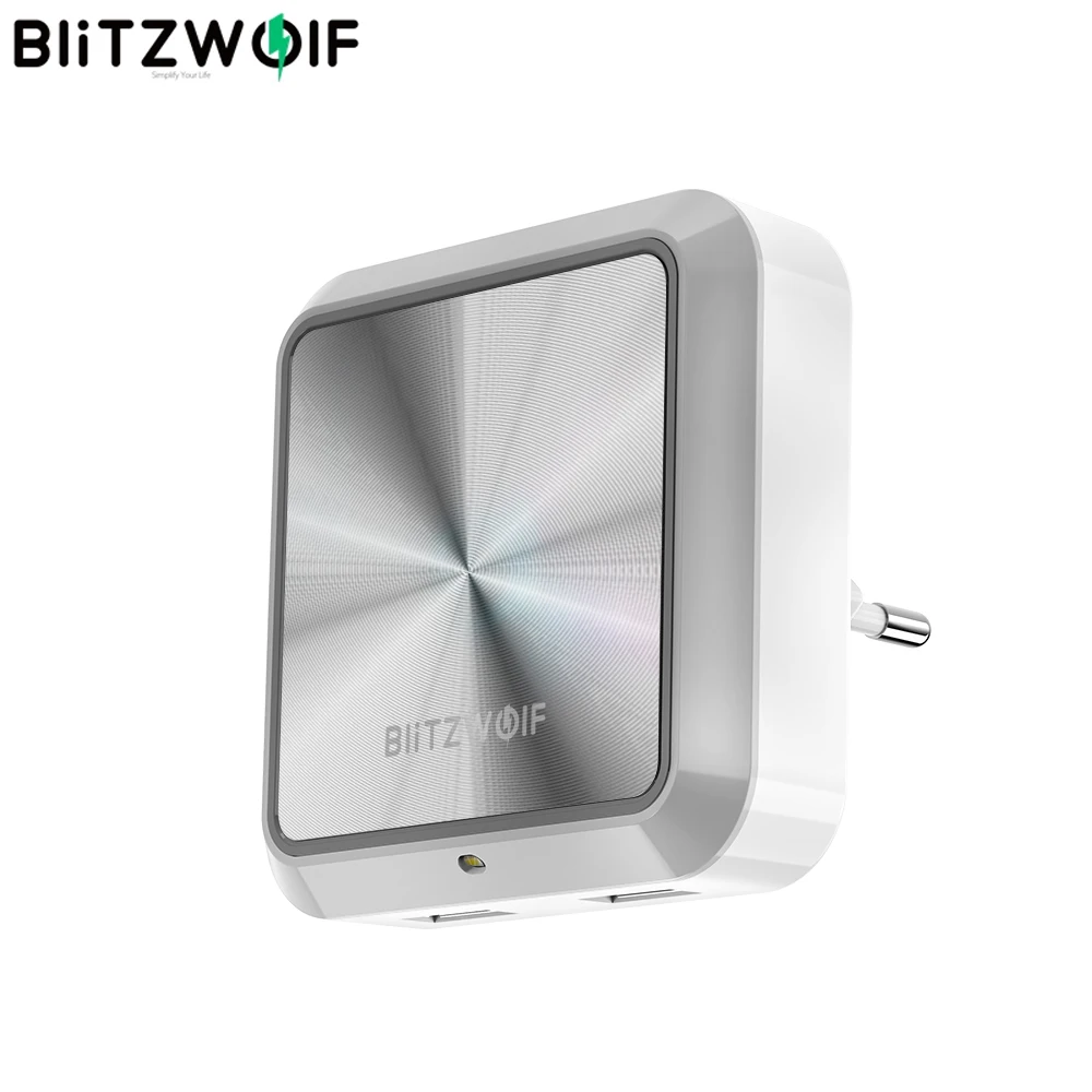BlitzWolf BW-LT14 DC 5 в 2,4 А подключаемый портативный умный светильник ing сенсор светодиодный Ночной светильник с двумя usb-зарядками и европейской вилкой умная розетка