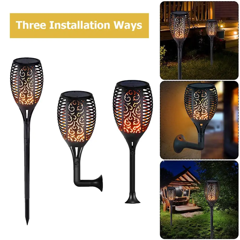 

12/33/51/72LED Soft Light Control Solar Flame Light Dance Flame Outdoor Waterproof Garden Torch Lamp Courtyard Garden Balcony