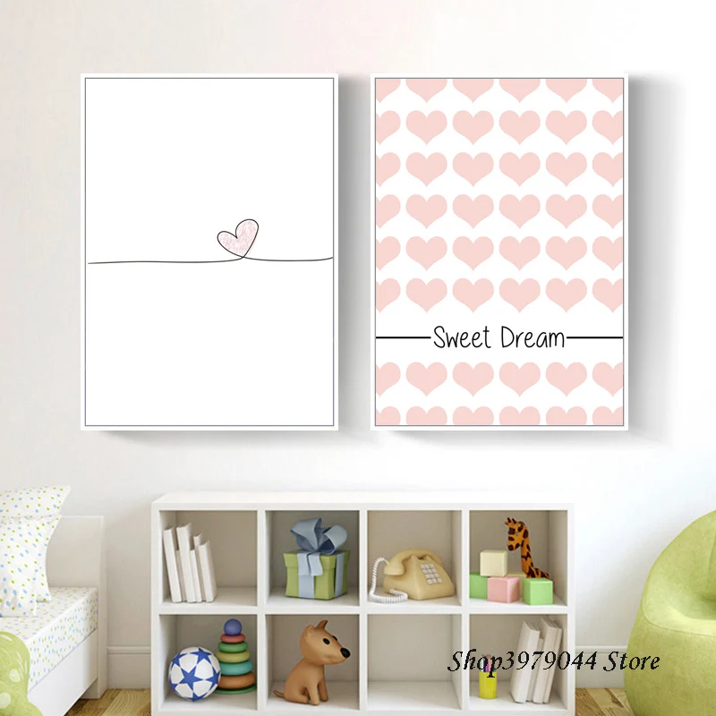 Милые мечты цитаты постер Северное розовое сердце рисунок принт для детской