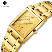 wwoor mens watches japanese movement full gold steel square quartz wrist watch for men luxury waterproof clock relogio masculino