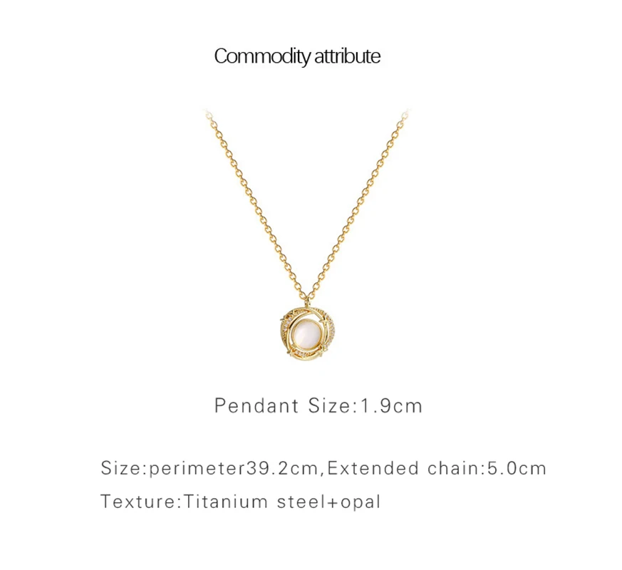 

2021 Korean Fashion Round Opal Star Pendant Necklace Luxury Gold Kont Zircon Clavicle Chain Necklace Women's Wedding Jewelry