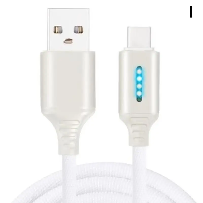 White for Type-C 1 м автоматический отрезающий светодиодный usb type-C кабель для зарядного устройства для мобильного телефона Android, кабель для быстрой зарядки, шнур для передачи данных для сотового телефона huawei - Цвет: White for Type-C