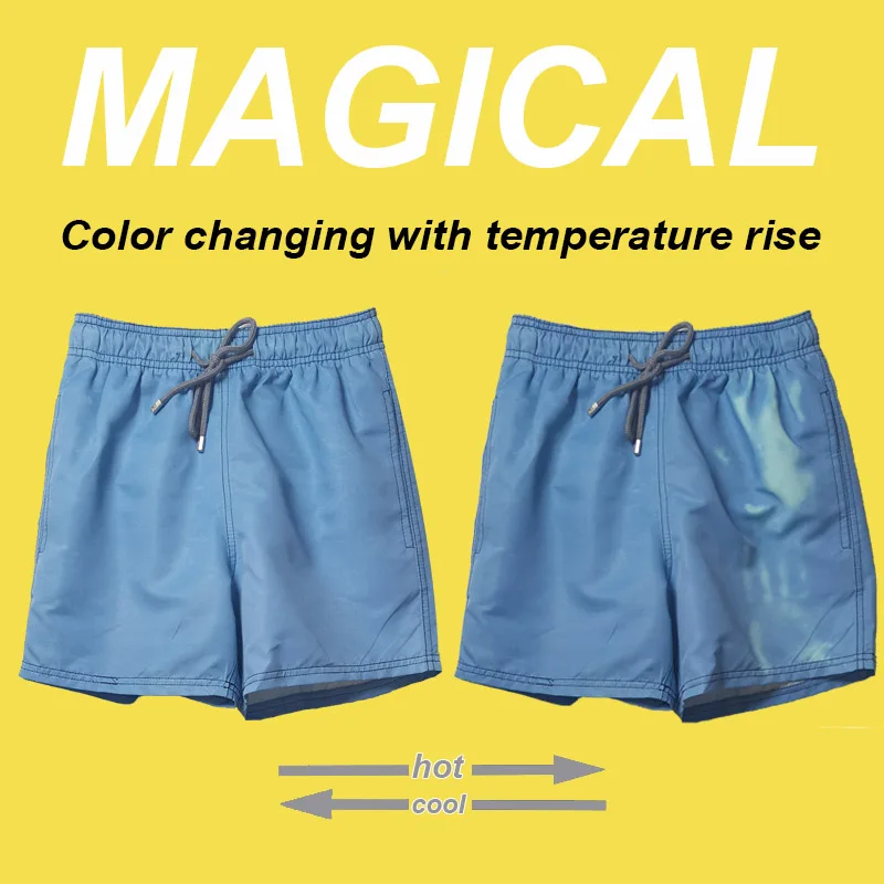 

2021 Mens Magical Swimwear Color Changing with Temperature Rise Beach Pants Sensitive Board Shorts Bermudas