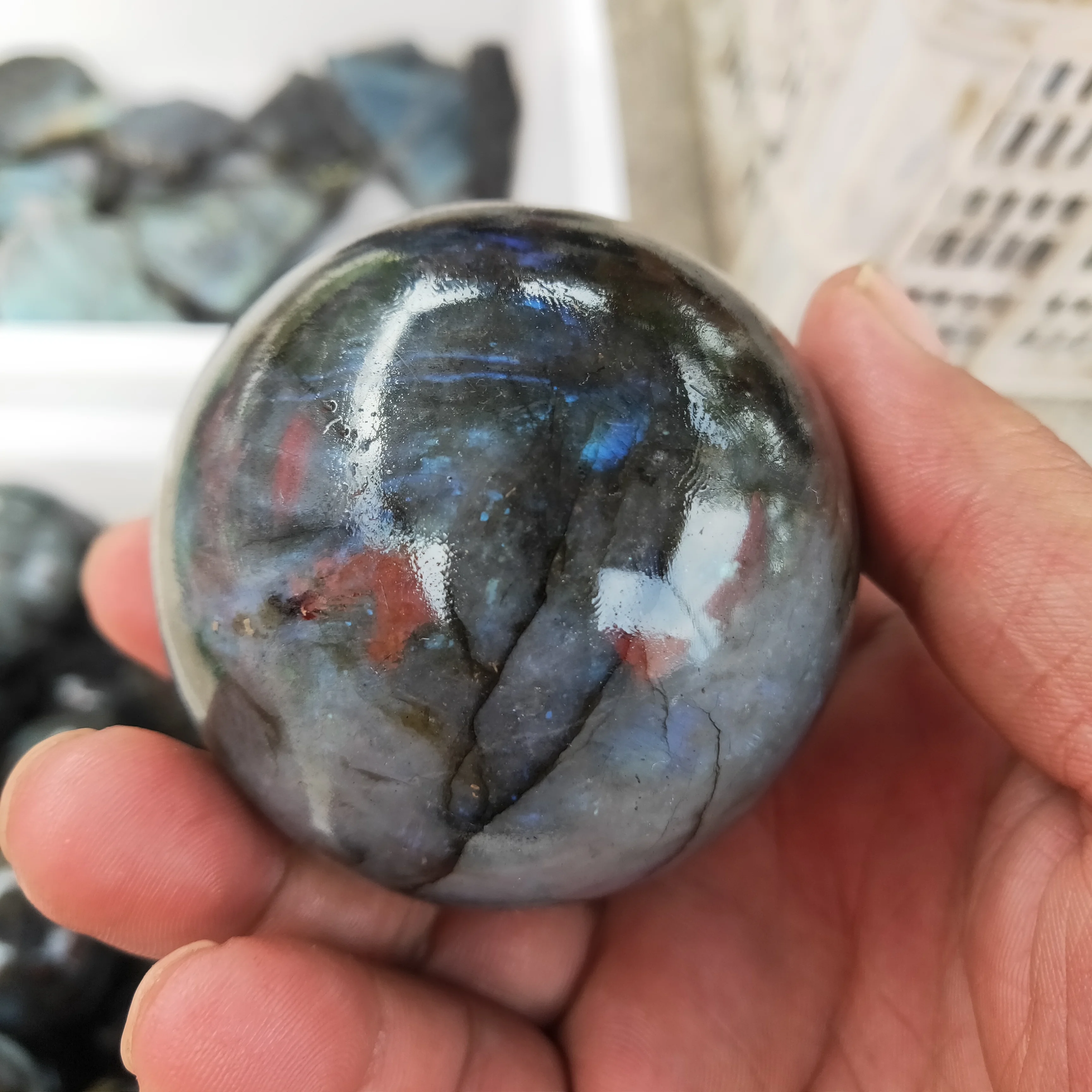 Natural Labradorite Crystal Ball Flashing Energy Stone Gemstone Great for Meditation Home Decoration Chakra Reiki | Дом и сад