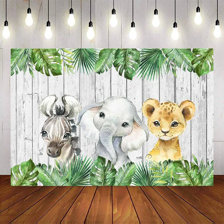 

Safari jungle animals backdrop rainforest birthday party decoration happy birthday safari party background tiger elephant zebra