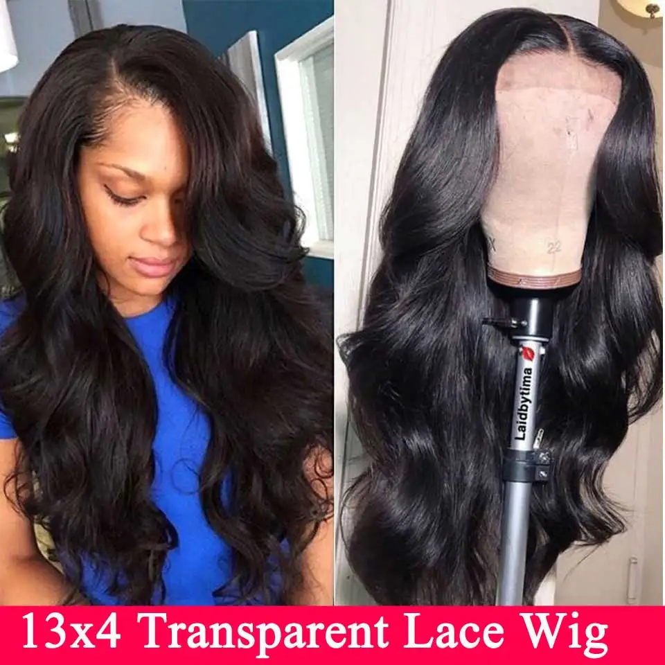 13x4 Transparent Wig 180 200 плотность Синтетические волосы на кружеве человеческих волос парики 13X4 Реми Невидимый Прозрачный HD бразильские волнистые волосы Синтетические волосы на кружеве парик для черных Для женщин - Цвет: 13x4 Transparent Wig