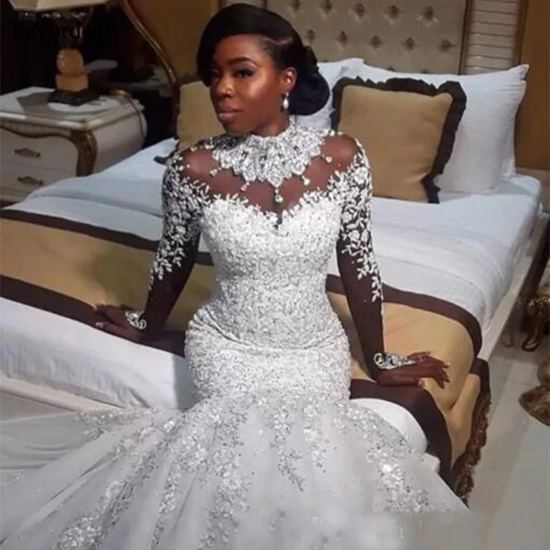 Favodear/роскошное свадебное платье русалки с длинным рукавом Vestido De Novia высоким