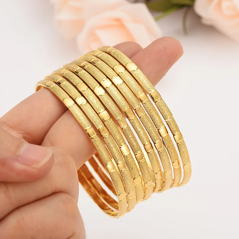 

4pcs Dubai India Gold Bangles Women Men Bracelets African European Ethiopia girls kids Jewelry bride Bangles gift anklet