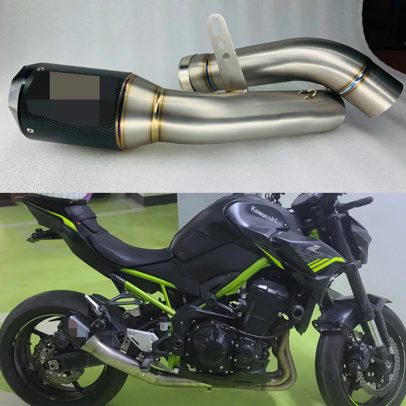 

High Quality Titanium Alloy Carbon Fiber Motorcycle Exhaust Muffler Slip-on Link Pipe for Kawasaki Z900 2012-2021 Escape Moto