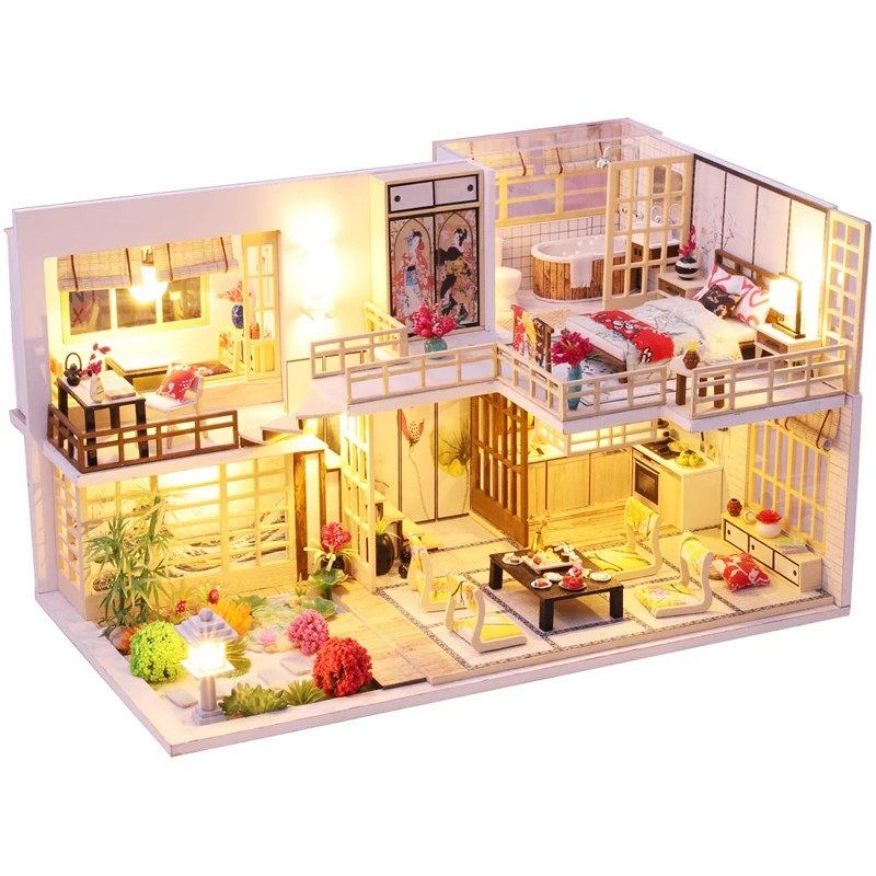 

DIY-KIT Kids Toys Dollhouse With Furniture Assemble Wooden Miniature Doll House Diy Dollhouse Puzzle Toys For Children