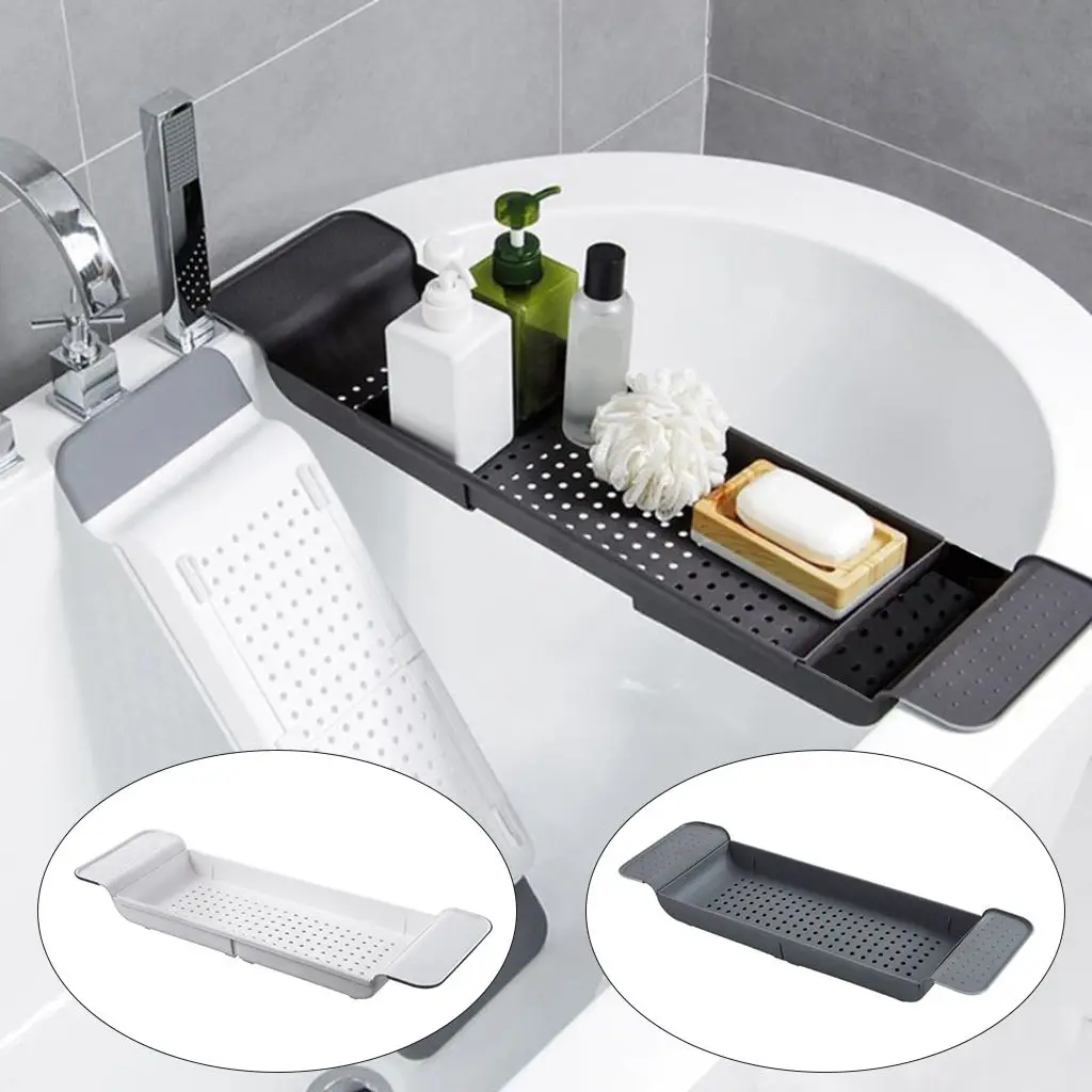 Adjustable Bath Caddy Tray Multifunctional Expandable Rack Storage for Bathroom Shower Spa