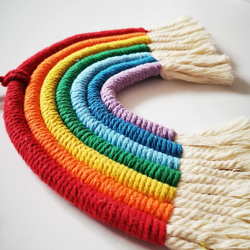 

Rainbow Woven Hanging Ornament Handmade Tapestry Nursery Baby Girls Bedroom Wall Decor Toys Living Room Home Decoration Gift