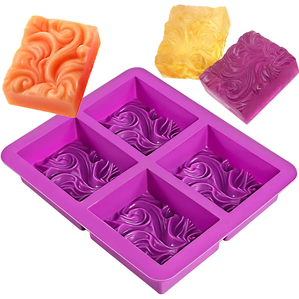 

4-Cavity Wavy Flower Silicone Handmade Soap Mold Silicone Mold Cake Mold DIY Aromatherapy Plaster Mold Essential Oil Soap Mold
