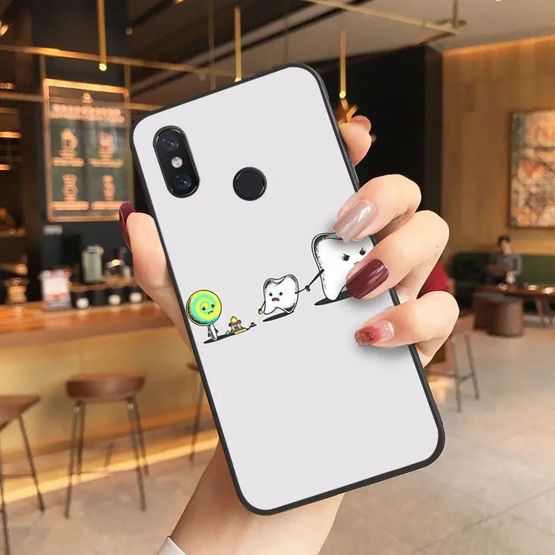 Dentist Tooth Pattern Silicone Black Phone Cover Skin For Xiaomi Mi MIX2 MIX2S MAX2 MAX3  F1 5 Note2 Note3 Coque Shell Cover