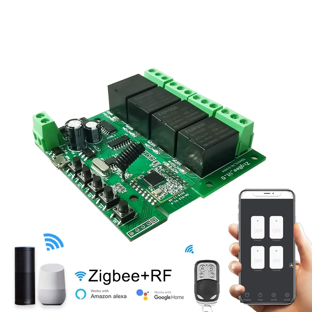 

Четырехканальный релейный модуль с самоблокировкой, дистанционное управление Yiweilian Zigbee, умный переключатель Wi-Fi