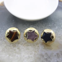 natural tiger eyerose quartzsgoldstone star shape djustable ringsround shape gold plated gems crystal rings charms jewelry