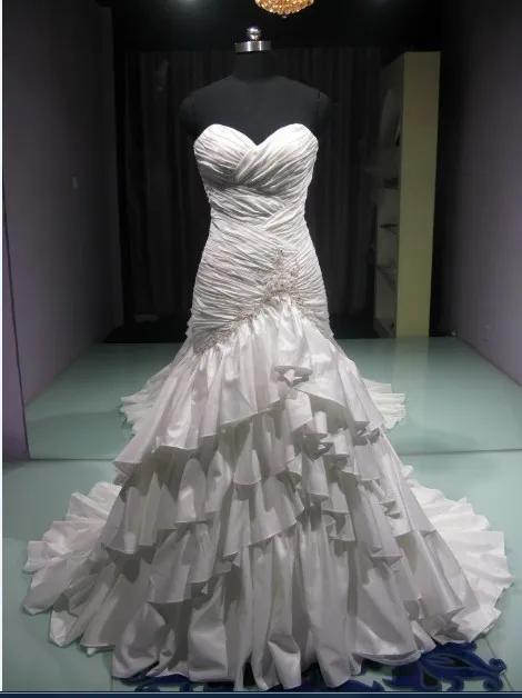 

casamento sexy sweetheart tiered taffeta vestido de noiva renda 2016 new ball bridal gowns romantic wedding Dress free shipping