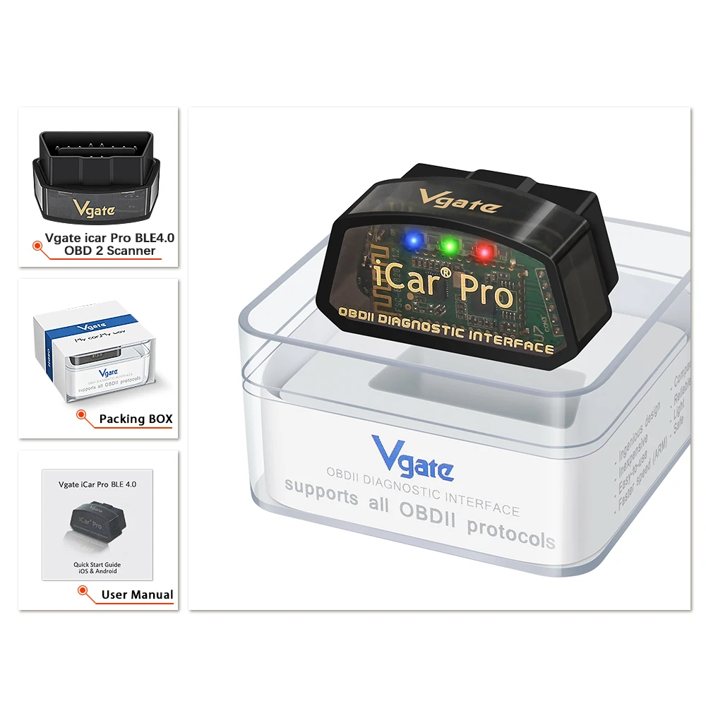 Диагностический сканер Vgate iCar Pro прибор для диагностики автомобиля ELM327 V2.2 OBD2