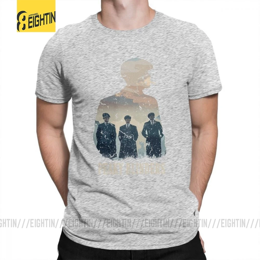 Peaky blinds футболки Уникальные для досуга Чистый хлопок мужские футболки с коротким рукавом o-образным вырезом футболки размера плюс популярный фильм - Цвет: Серый