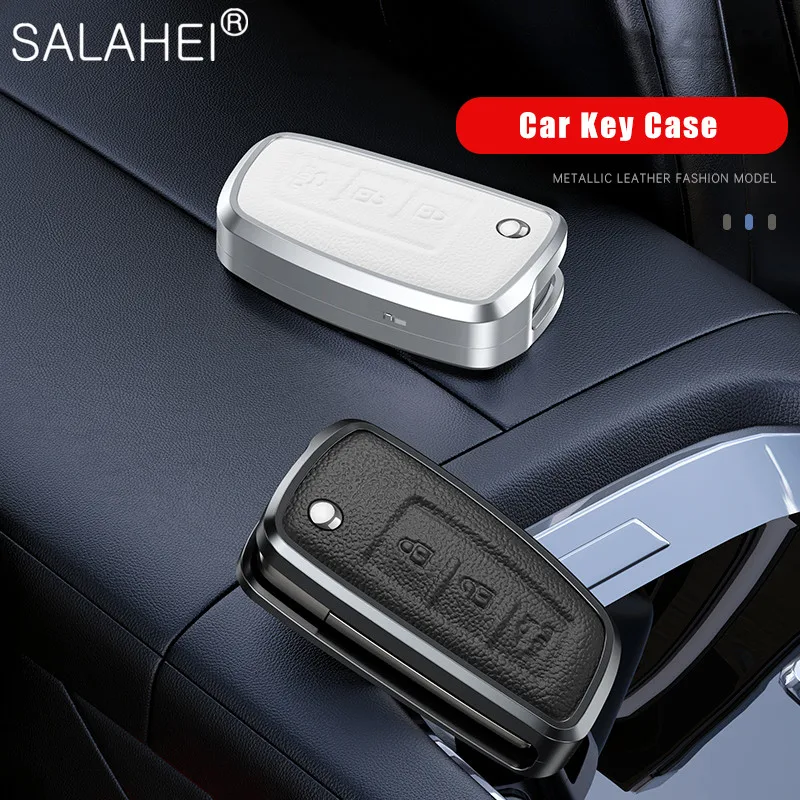 

Aluminum Alloy Leather Car Key Case Fob Cover For Nissan Juke Xtrail Sunny Cefiro A32 Qashqai J11 Protector Shell Accessories