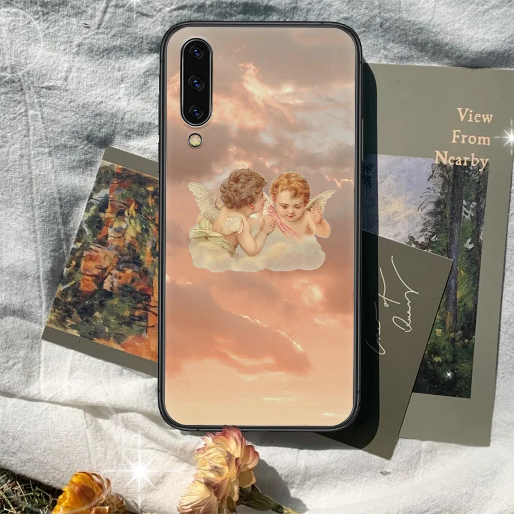 

lovely Clouds Angels Phone Case Cover For Samsung Galaxy A10 A11 A20 E A21 A30 A40 A41 A50 A51 A70 A71 A81 S 4G 5G black Etui