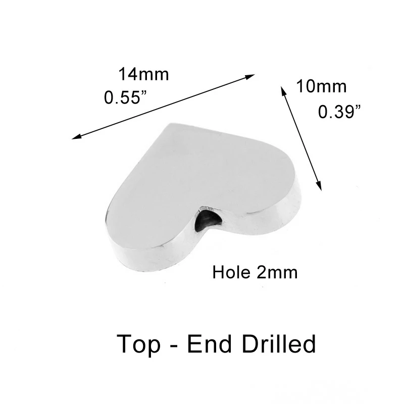 Женский кулон Risul slide heart 2 мм с просверленным отверстием ювелирное изделие