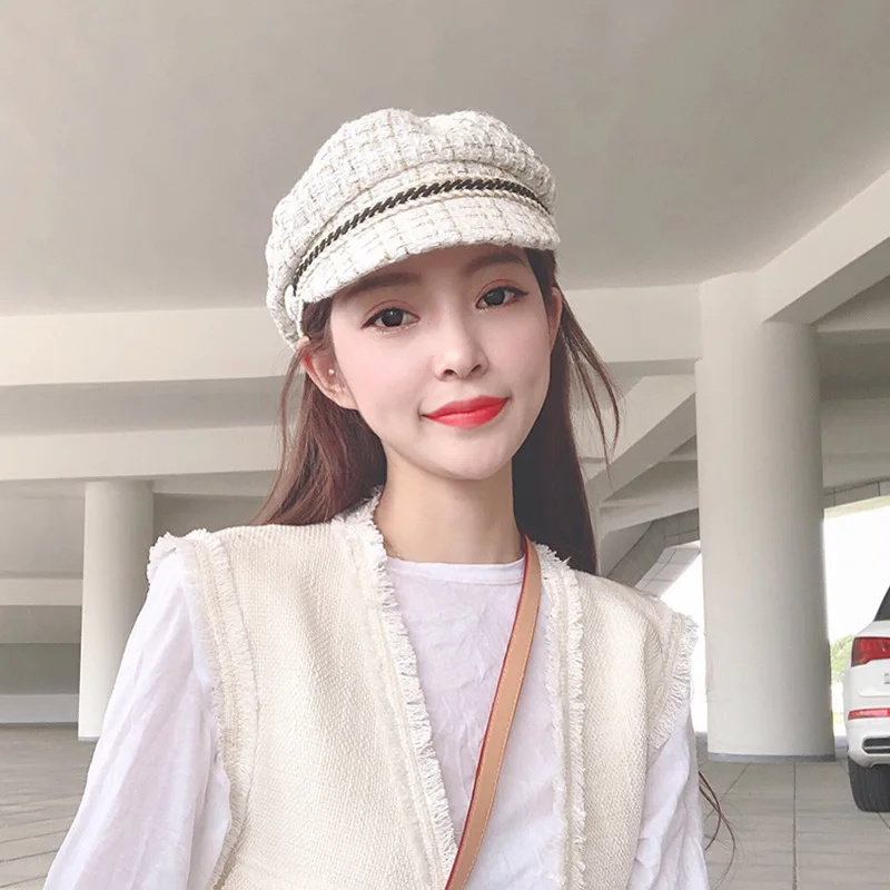 

Шляпа Женская весенне-летняя белая шляпа в стиле интернет-знаменитостей восьмиугольная шляпа универсальная шляпа