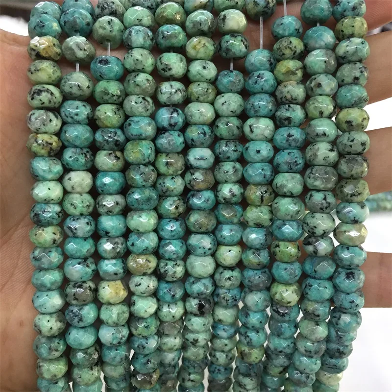 5*8 мм ограненная африканская зеленая бирюза яшма настоящий драгоценный камень