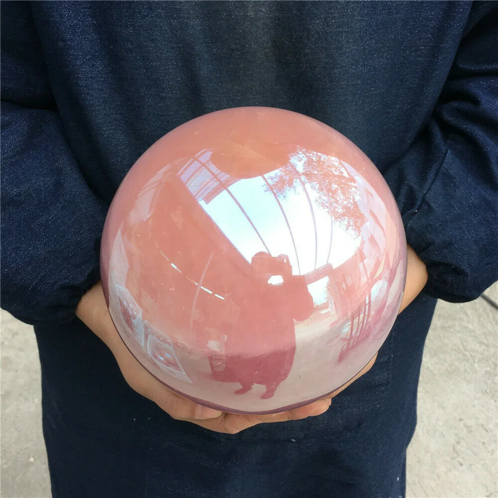 Esfera de cristal de cuarzo, arco&iacute;ris AURA, rosa, bismuto, esfera de silicona de titanio, 1600g-3