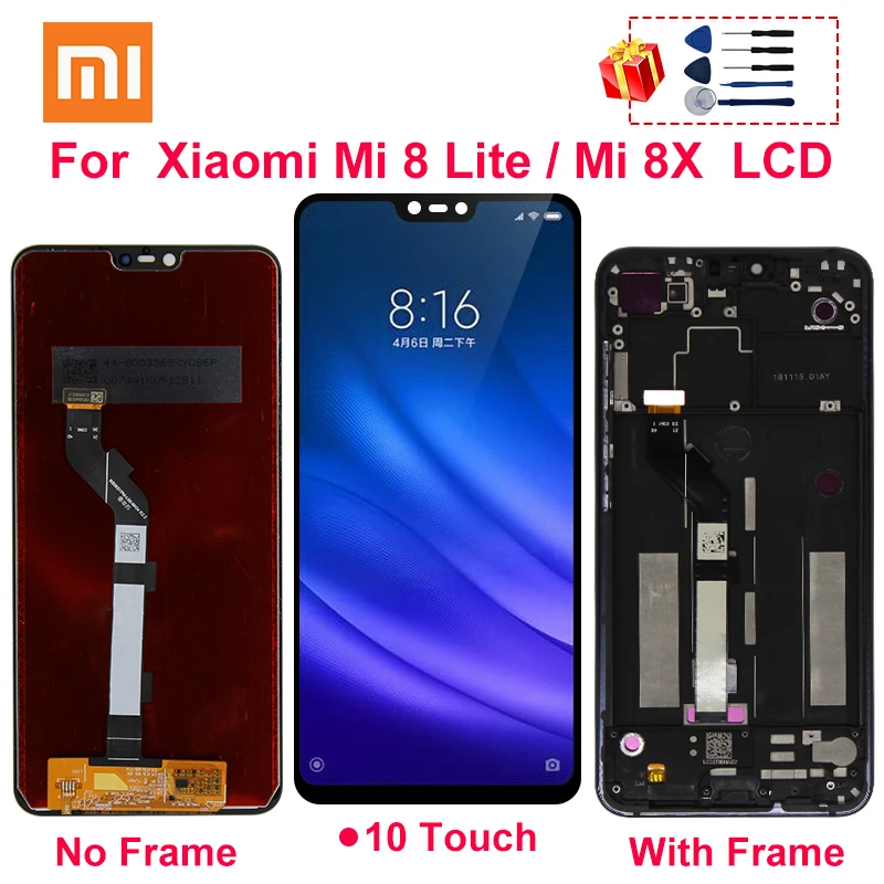 

6,26 "для Xiaomi Mi 8 Lite LCD 8 экран сенсорный дигитайзер в сборе с рамкой дисплей для Mi 8X Запасная часть
