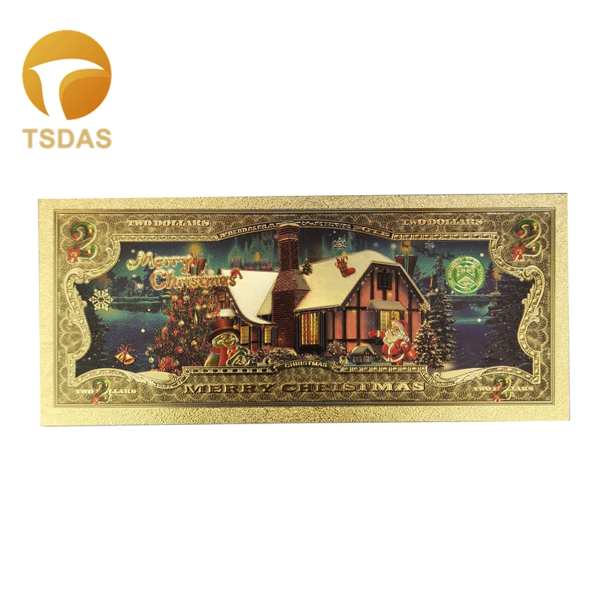100 шт./компл. банкноты из золотой фольги с Санта-Клаусом красочные 1 доллар США