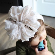 Oversize Lace Bow Baby Headband Wide Soft Flower Silk Hairband Girls Headwear Children Bow Knot Turban Newborn Infant Headwrap (3)