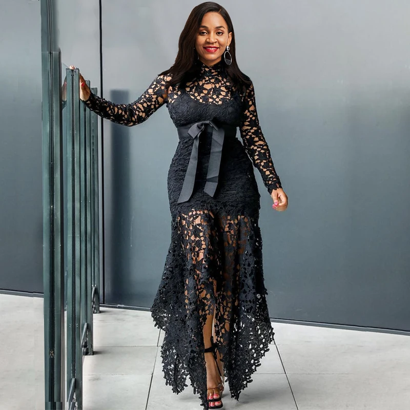 Sisjuly элегантный Винтаж партия Сексуальная черный большой размер женщины длинные