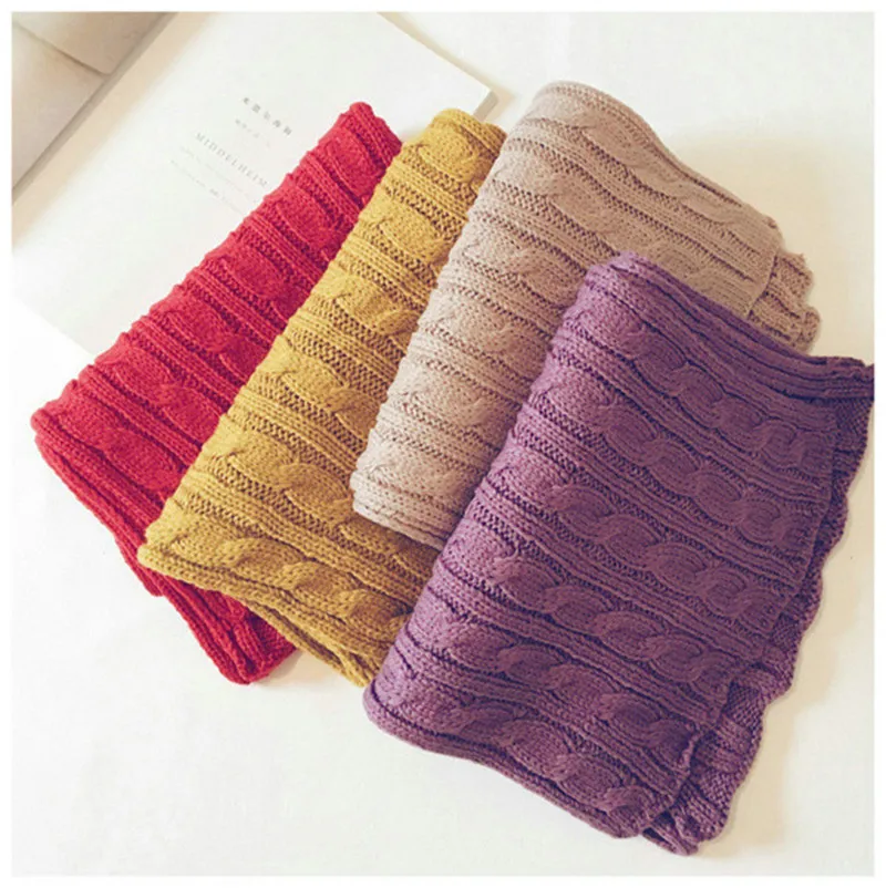 Корейский вязаный шерстяной однотонный твист мягкий теплый осень-зима толстые дети мальчики шали для девочек Обертывания шарфы аксессуары-LHC