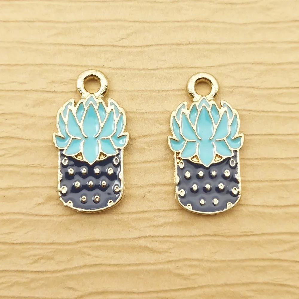 

10pcs 11x21mm enamel pot plant charms for jewelry making fashion earring pendant necklace bracelet accessories diy craft