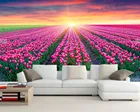 3D обои Bacal на заказ, фреска, поля, тюльпаны, восходы и закат, цветы, 3d обои для дивана, телевизора, стены, спальни