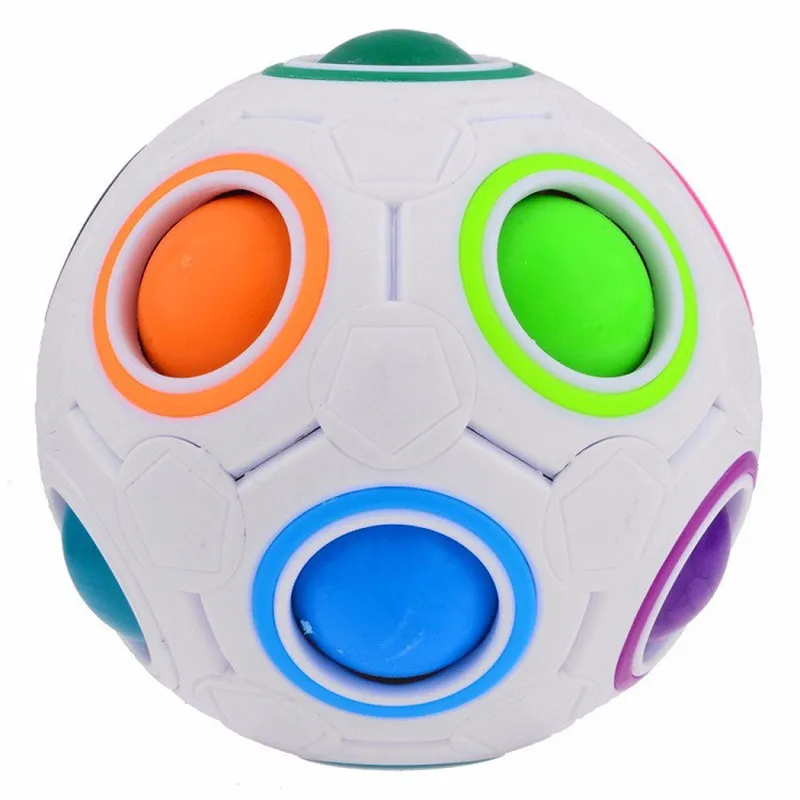 Puzle de f&uacute;tbol para ni&ntilde;os, juguete para aliviar el estr&eacute;s, pelota para cubos m&aacute;gicos creativos, arco&iacute;ris antiestr&eacute;s-2