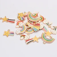 10pcslot zinc alloy enamel charms enamel rainbow meteor charms for diy jewelry making finding accessories