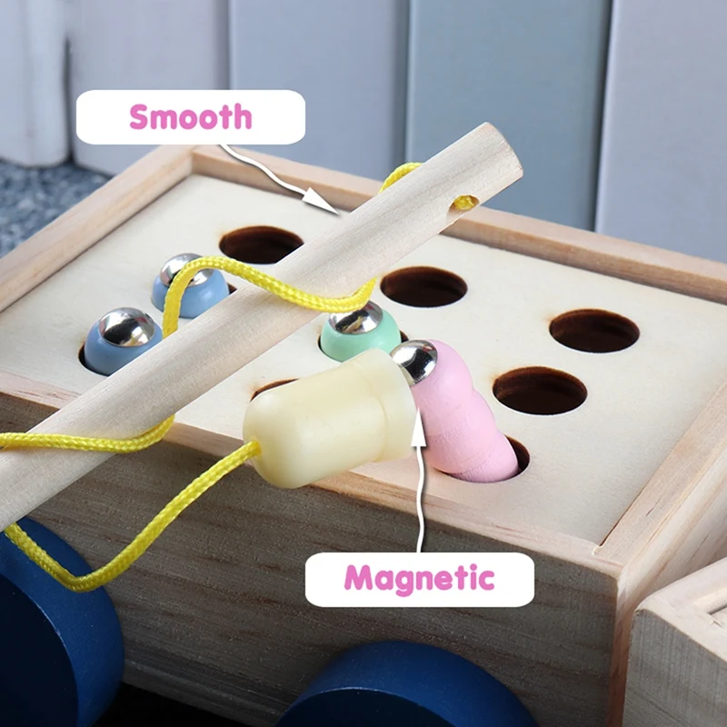 

Kids Toys Interactive Wooden Toys Magnetic Games Fishing Toys Catch Worm Baby Early Educational Toys for Children Gifts