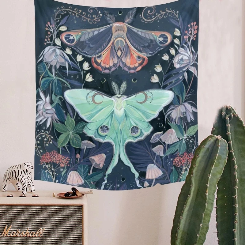 

butterfly Floral Tapestry Moon Wall Hanging Ancient Wall Tapestry Witchcraft Hippie Butterfuly Tapestry Wall Carpets Tapestries