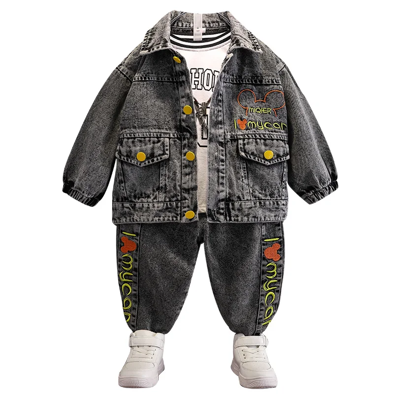 

Cowboy Baby Boys Outfits Jacket Embroidered Cartoon Design Denim Coats Pants Jeans Sets Toddlers Kids Suit Childrens Clothes 3t