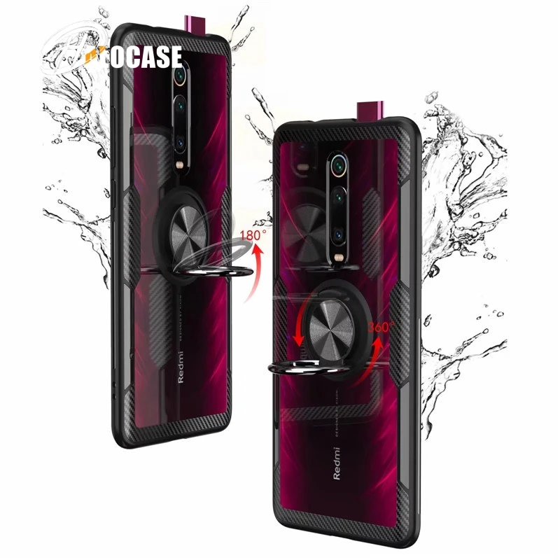 Чехол с металлическим кольцом автомобильный магнитный для Redmi K20 K30 Note 7 8 8T Mi 10 CC9 Pro