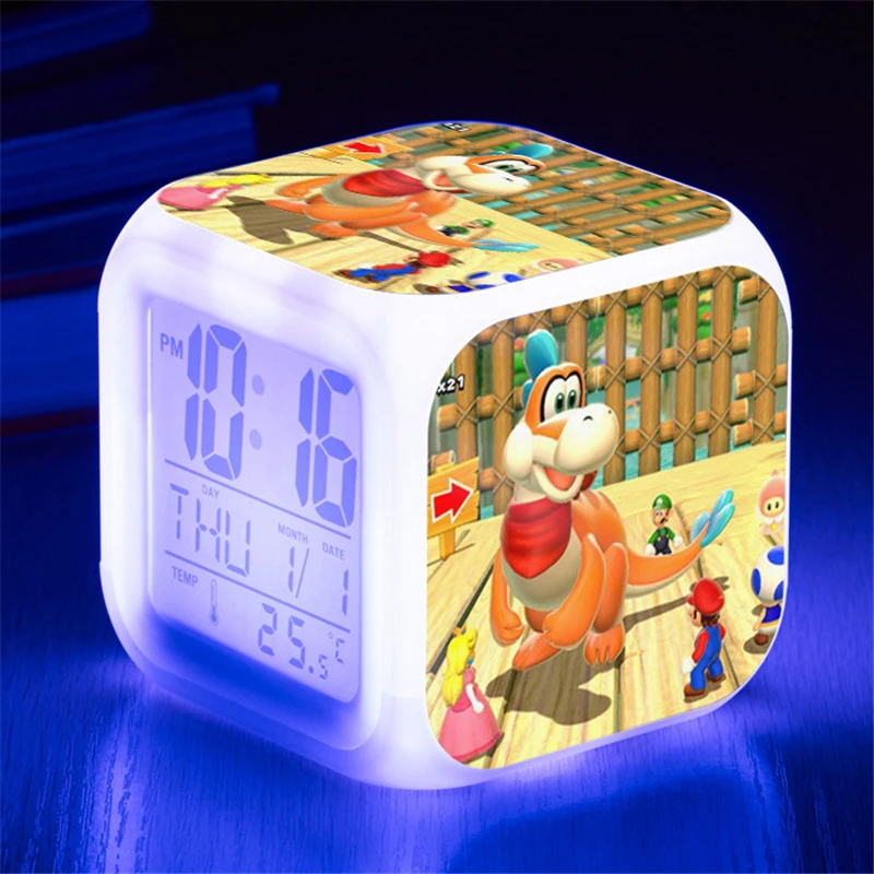 Мультяшные часы Super Mario светодиодные детские фигурки героев игрушки красочный