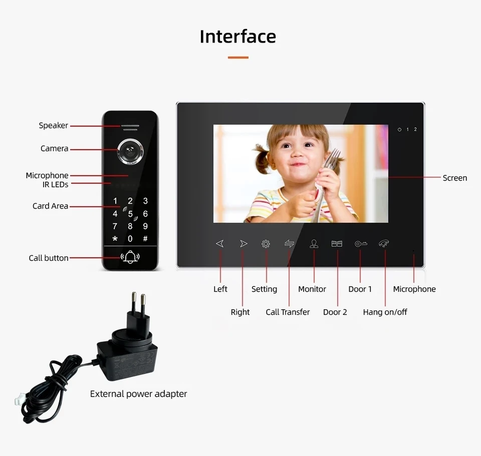 Tuya Smart Home 7-Inch Video Door Phone Intercom System 720P Camera with IR Sensor 2 Ways Communication For Safety Protection enlarge