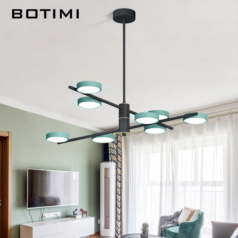 BOTIMI, современный светодиодный светильник 220 В, люстра для гостиной, Холла отеля, блестящая черная металлическая люстра для спальни, подвесные светильники для столовой