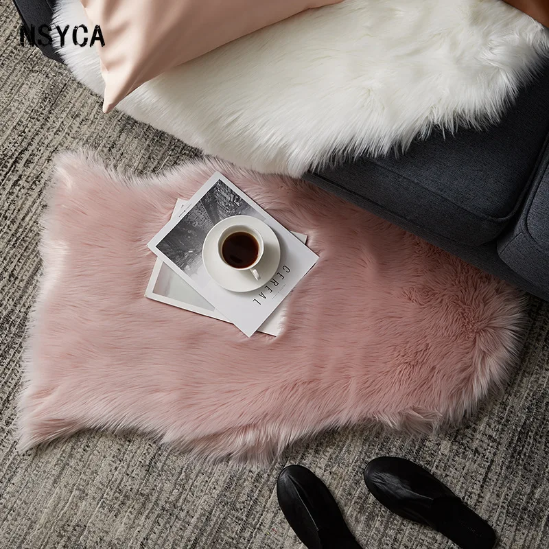 

Plush Soft Rugs Living Room Fur Artificial Sheepskin Hairy Cushion Bedroom Living Room Floor Shaggy Plush Carpet
