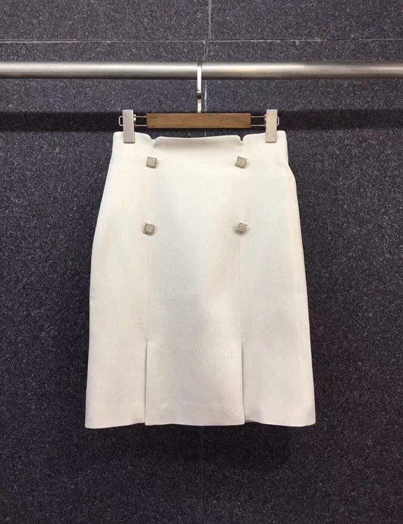 

2021 new women fashion double-breasted decorative diamonds all-match split skirt skirt 806