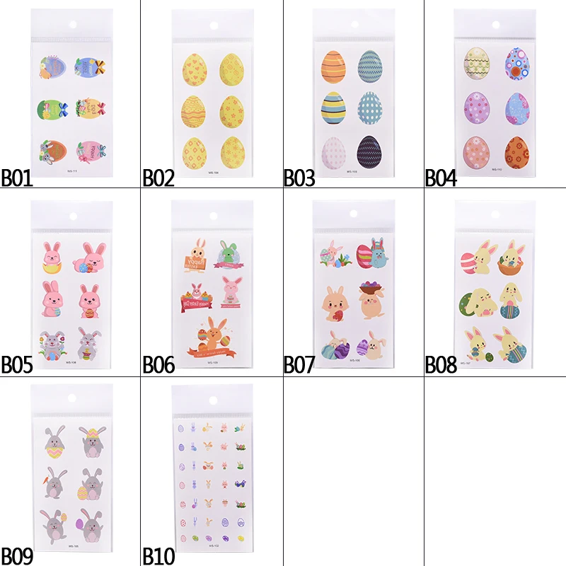 Наклейки временные с пасхальными яйцами Кролик пасхальное праздничное