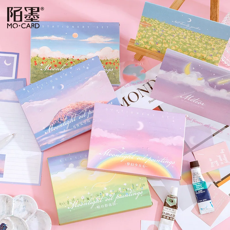 

45pcs/lot Memo Pads Sticky Notes Moonlight oil painting series Junk Journal Paper diary Scrapbooking Stickers Office School