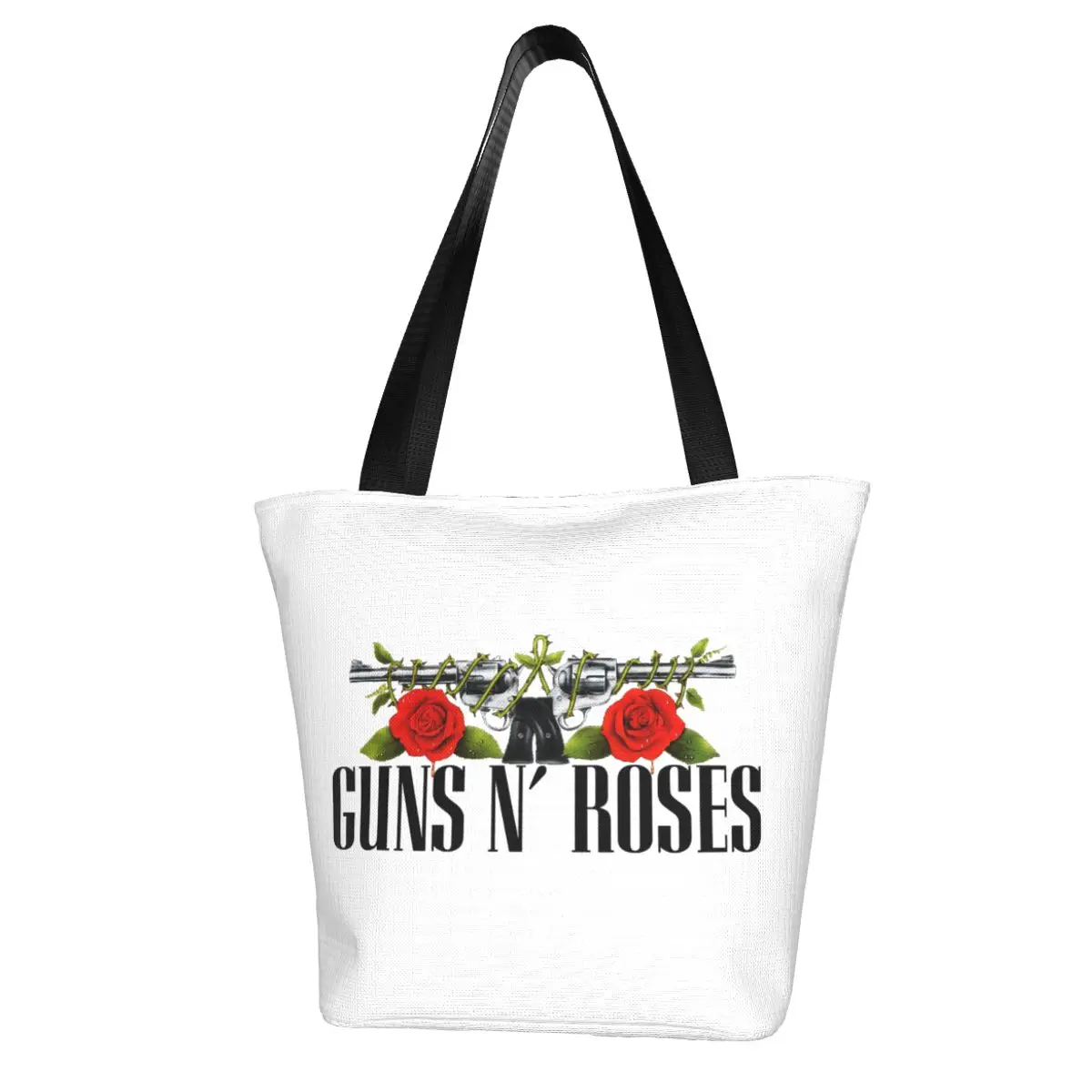 Guns N Roses Polyester outdoor girl handbag, woman shopping bag, shoulder bag, canvas bag, gift bag